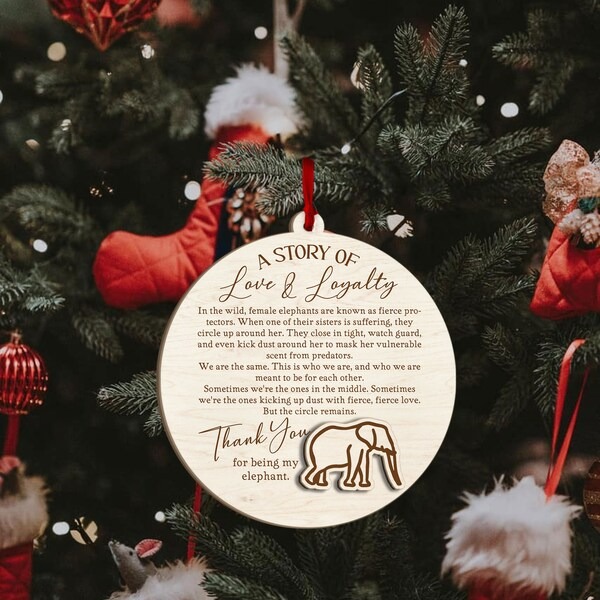 Elephant Sisterhood Round Ornament-Friendship gift