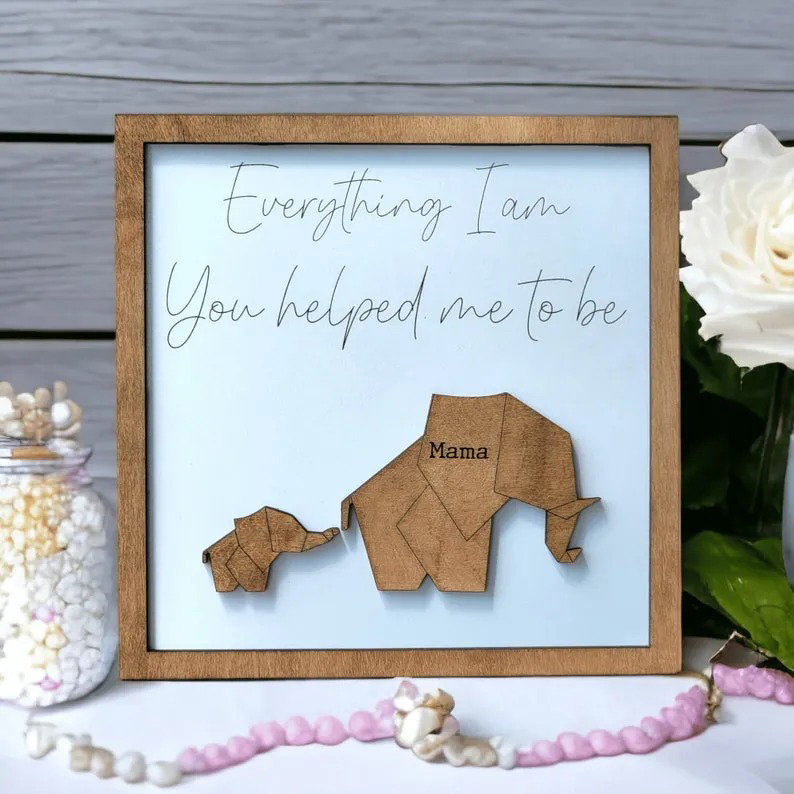 Geometric Elephant Sign - Elephant Gift for Mom