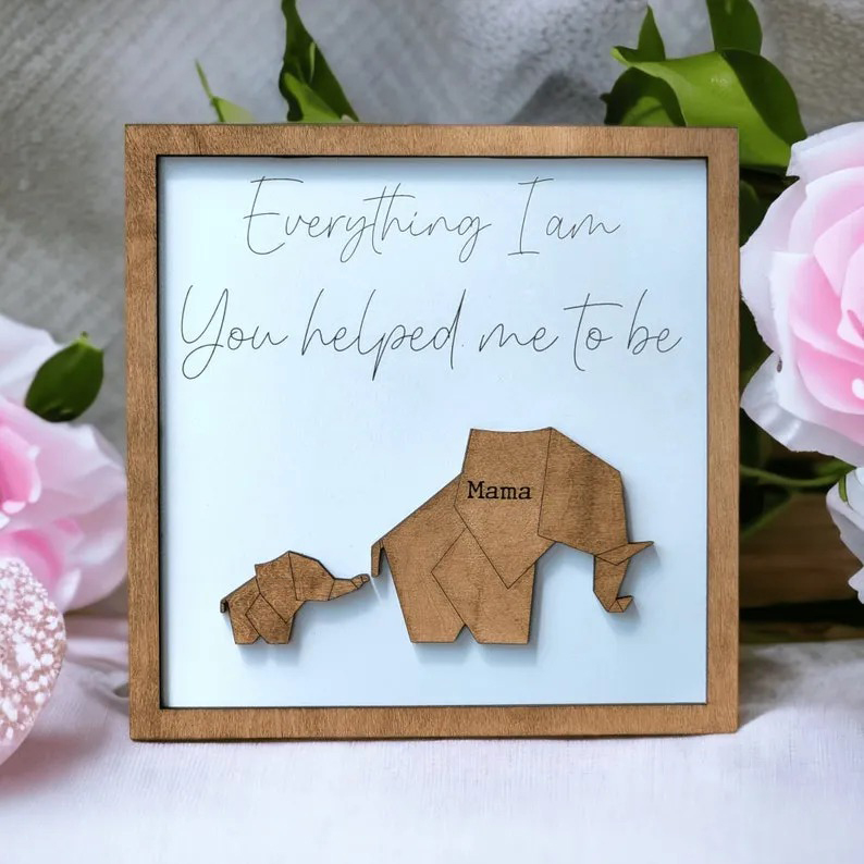 Geometric Elephant Sign - Elephant Gift for Mom