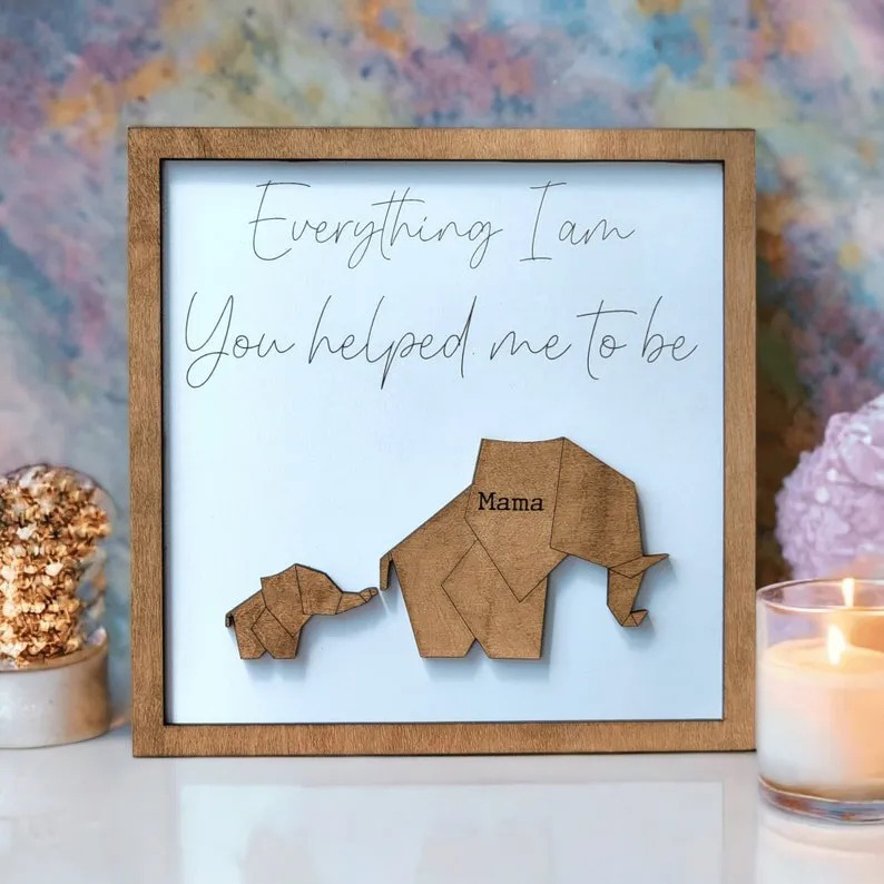 Geometric Elephant Sign - Elephant Gift for Mom