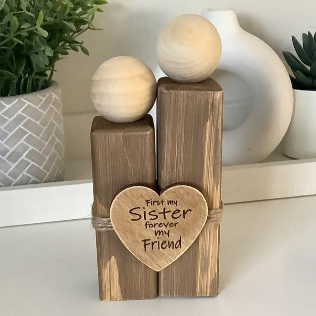 Handmade wooden Sister ornament