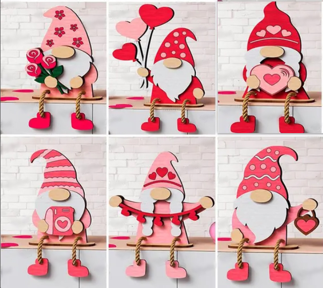 💖Valentine’s Day Wooden Gnome Decoration