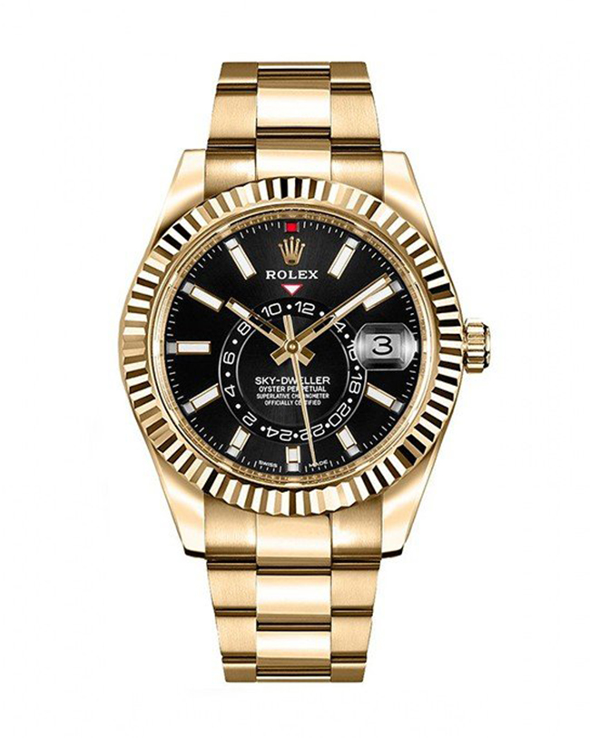 Rolex 326238 Sky-Dweller Yellow Gold Men's Black Dial Watch