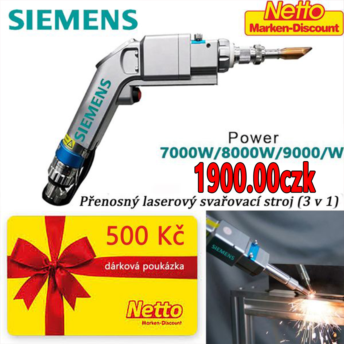 [Ušetříte 85 %] Siemens 9000W inovativní přenosná laserová svářecí pistole 4 v 1