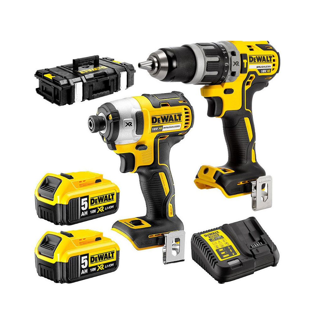 Wielofunkcyjny zestaw bezszczotkowych wiertarek udarowych DEWALT na baterie litowe