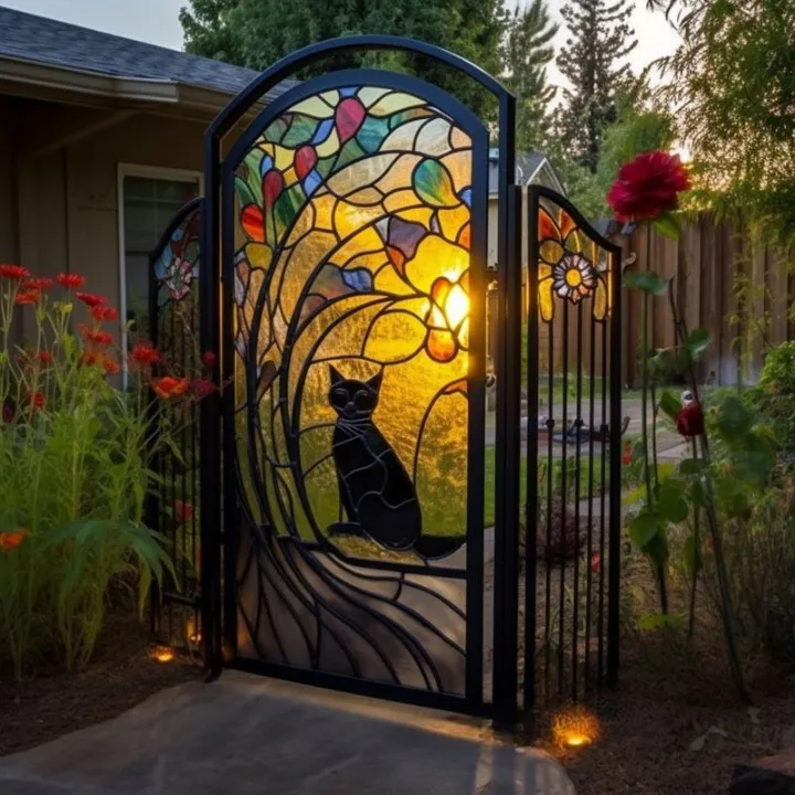 CATHandcrafted Stained Glass Backyard Garden Gate vivienee