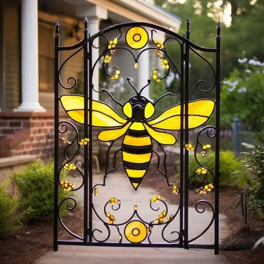 BEEHandcrafted Stained Glass Backyard Garden Gate vivienee