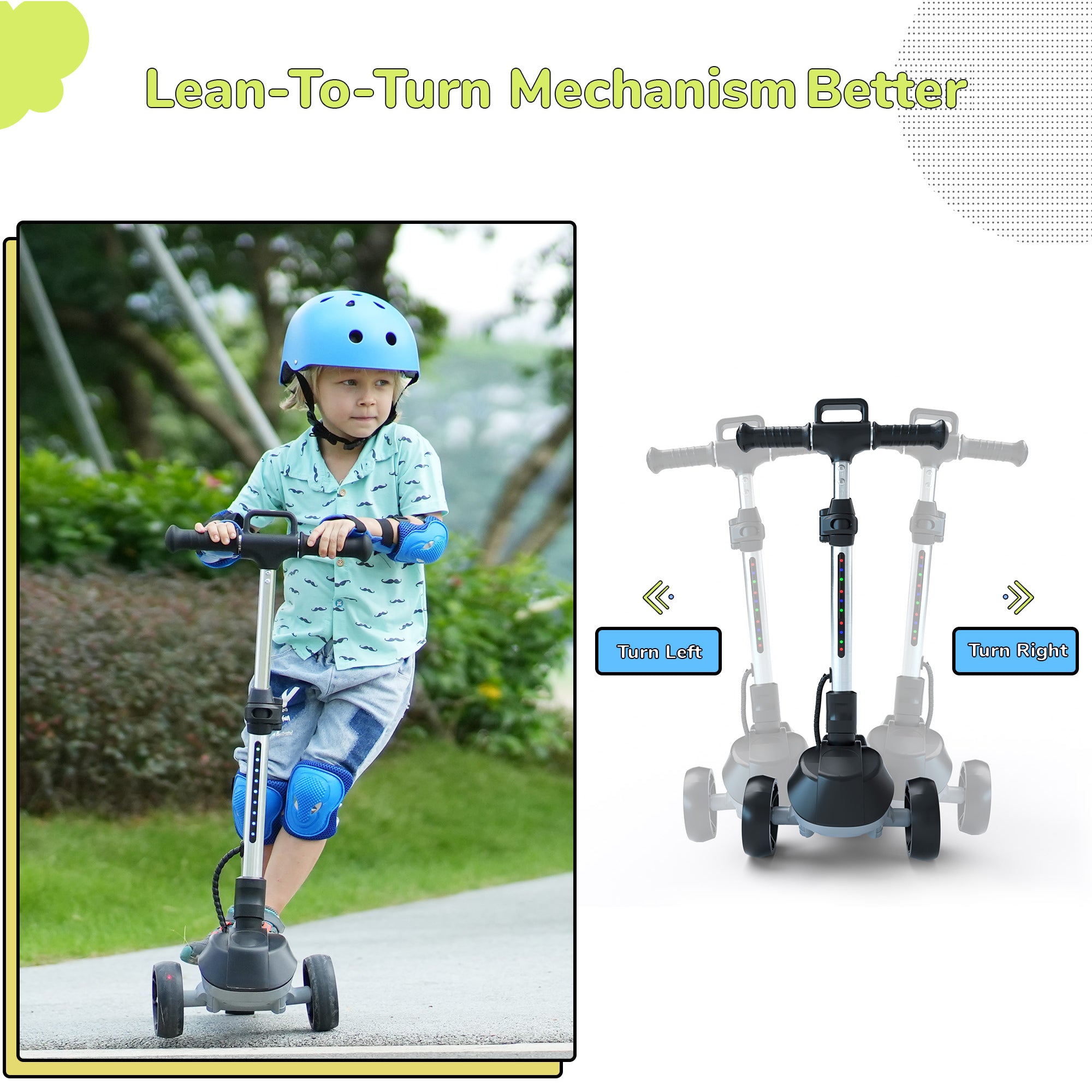 iK2 3-Wheel Electric Scooter Adjustable Height for Kids Ages
