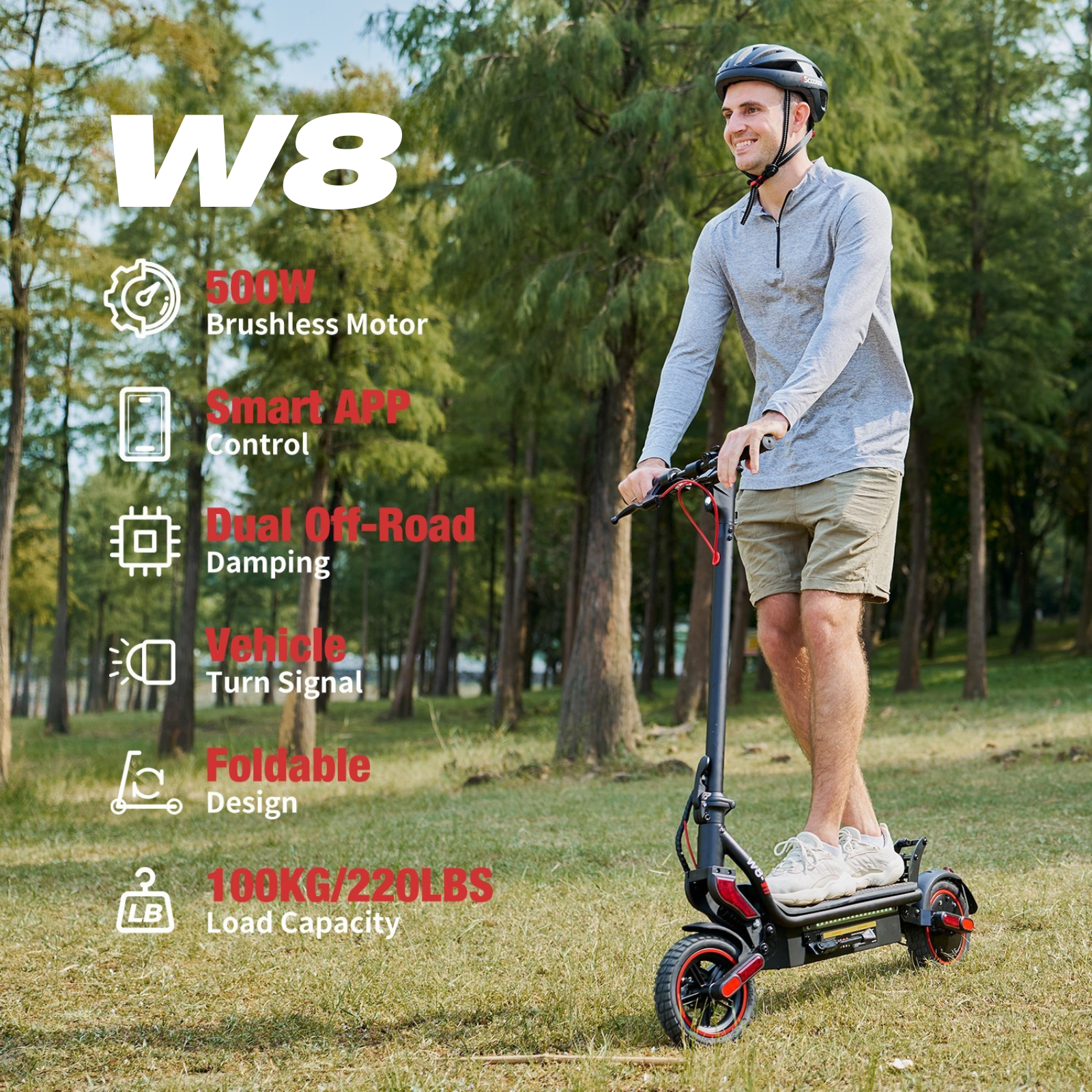W8 500W Off-Road Tires Electric Scooter