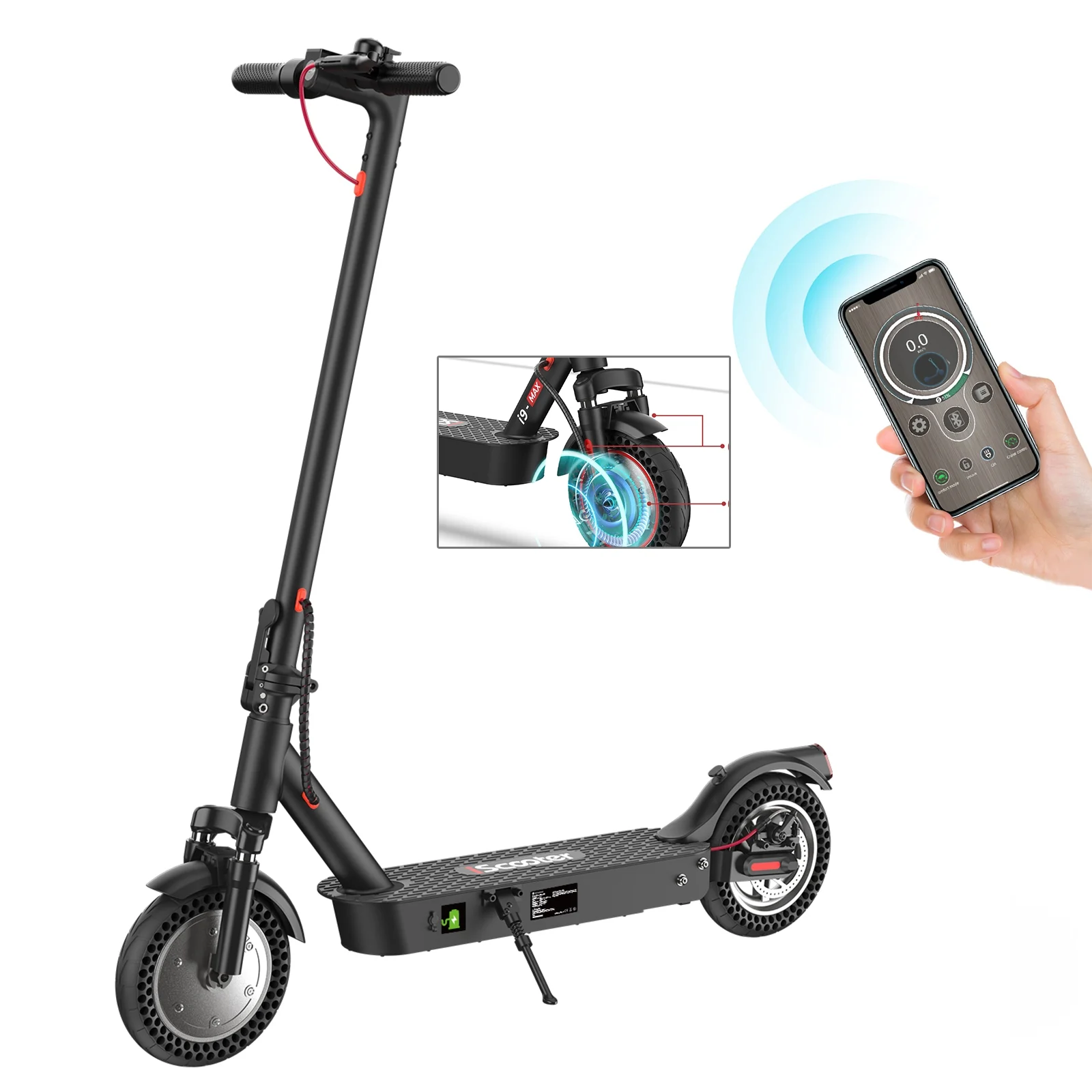 i9Max Electric Scooter for Adults,500W,20Miles,with Front and Rear Double Shock Absorption
