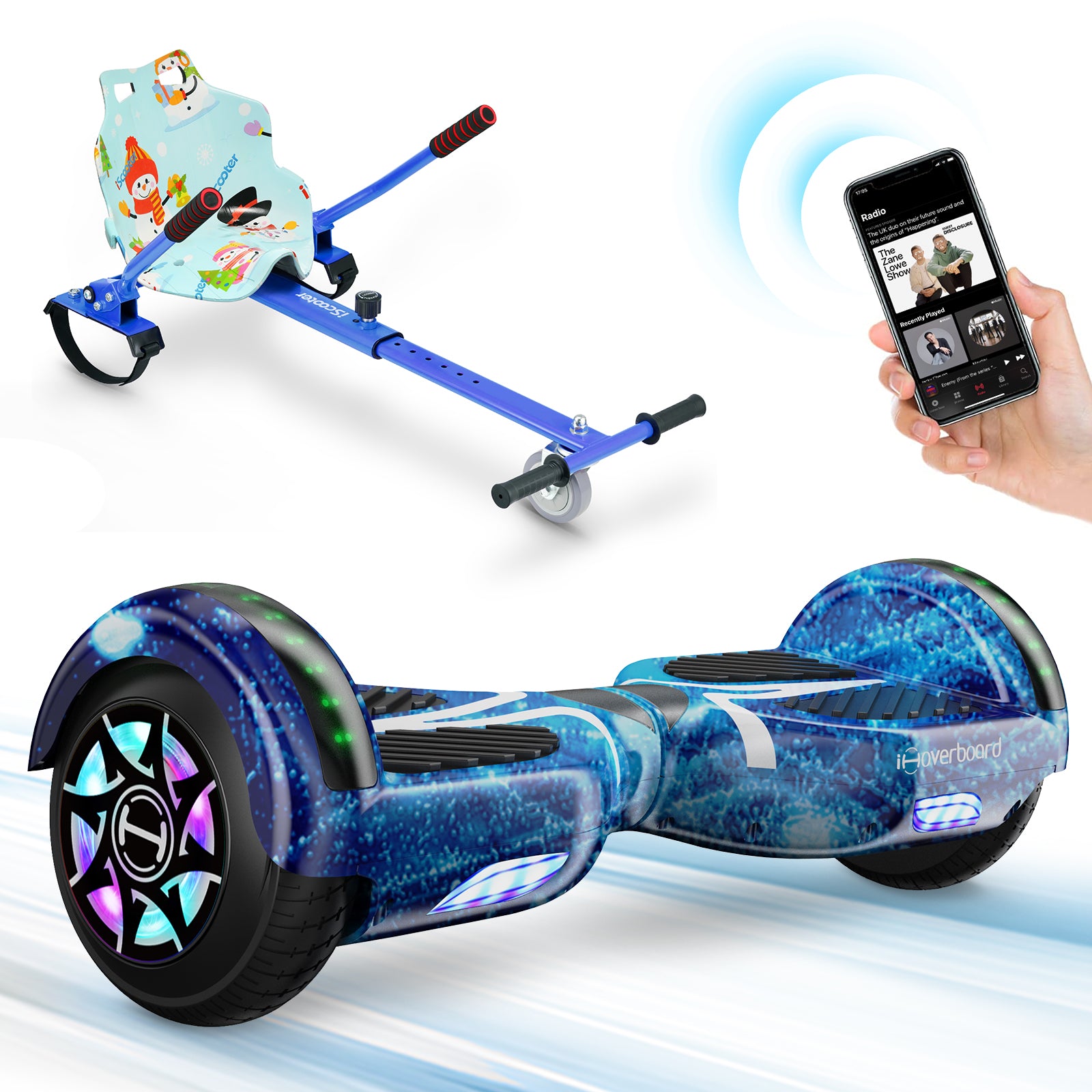 iHoverboard H4 Blue Bluetooth Hoverboard 6.5"
