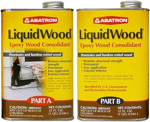 Abatron LiquidWood Epoxy Wood Consolidant, 2 Quart Kit, Part A & B