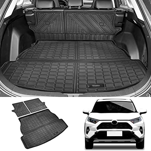 Vanseno Cargo Trunk Liner & Backrest Mats Compatible for Toyota Rav4 2