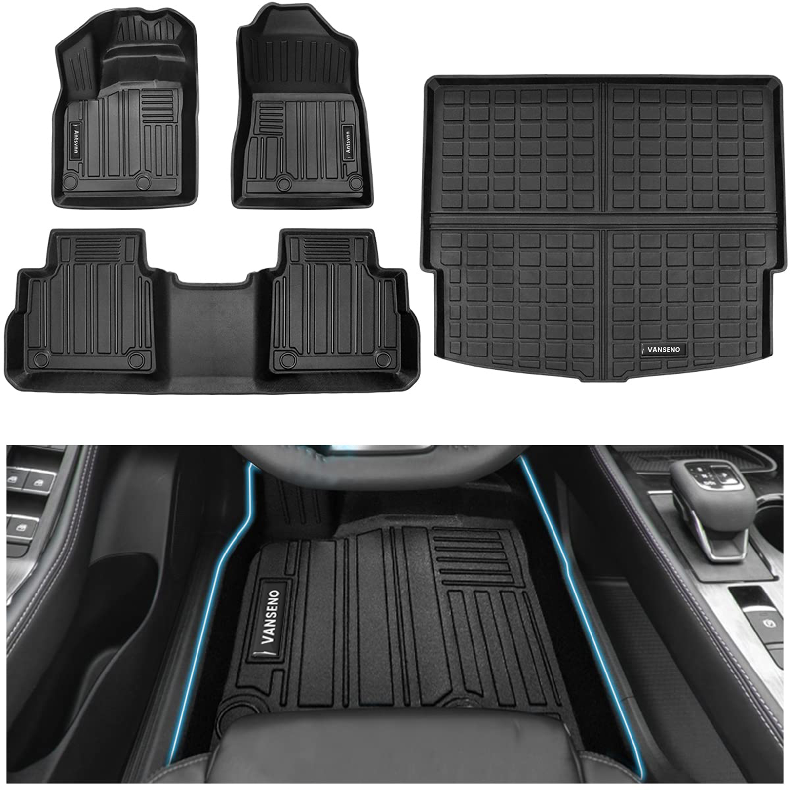 Vanseno Car Floor Mats & Cargo Liners Car Trunk Mats Set Compatible for  Toyota Rav4 2023 2022 2021 2020 2019 Rubber Mat All-Weather Protection.(No