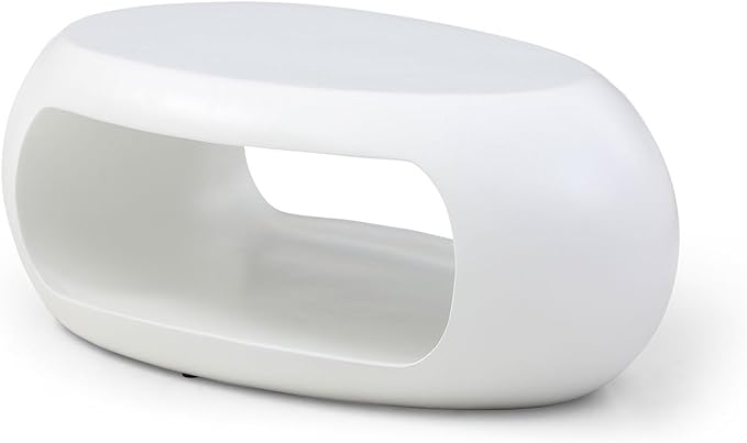 Modern Oval Coffee Table - for Living Room Chic Fiberglass Cocktail Center Table