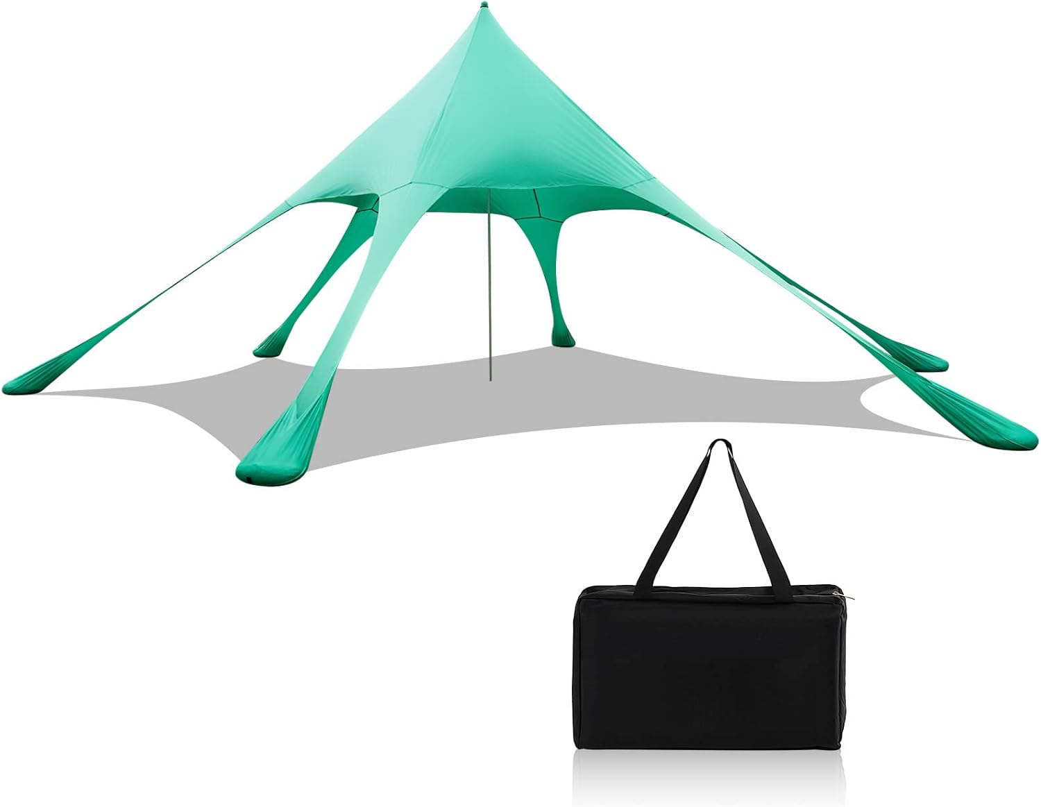 Beach Canopy Sun Shelter with Aluminum Pole, 20 FT x 20 FT, UPF 50+ Pop Up Tent with Sandbag, Tent Pegs, Sand Shovel, Carry Bag, Portable Outdoor Sunshade