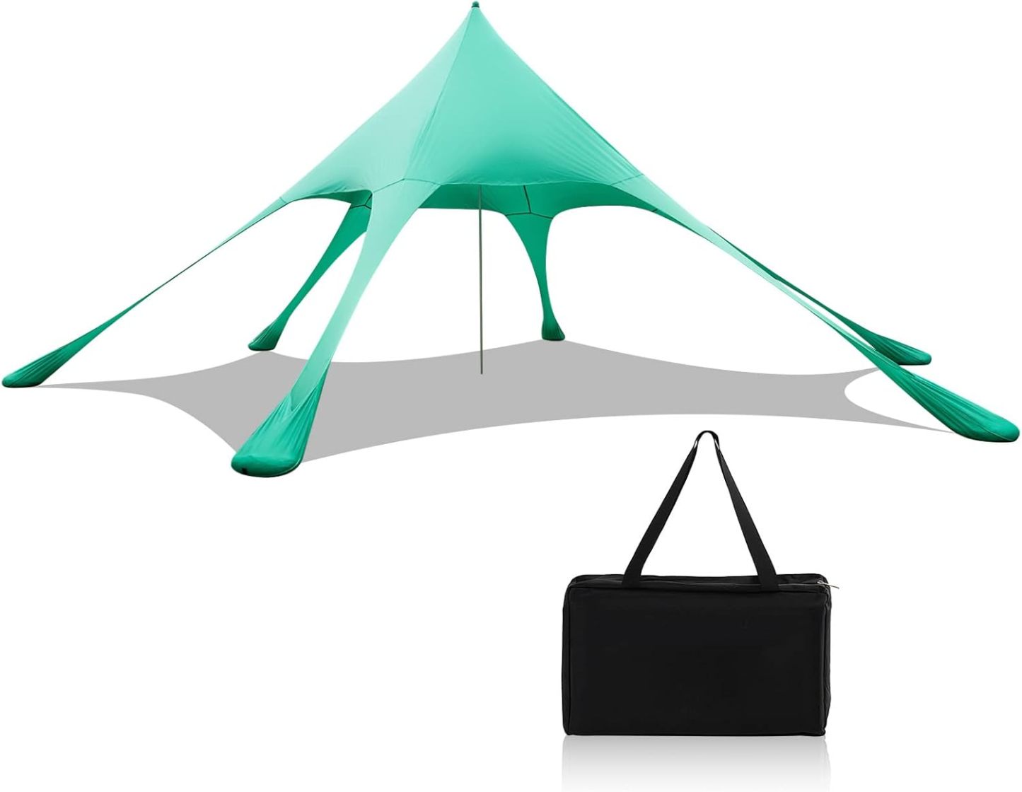Beach Canopy Sun Shelter with Aluminum Pole, 20 FT x 20 FT, UPF 50+ Pop Up Tent with Sandbag, Tent Pegs, Sand Shovel, Carry Bag, Portable Outdoor Sunshade