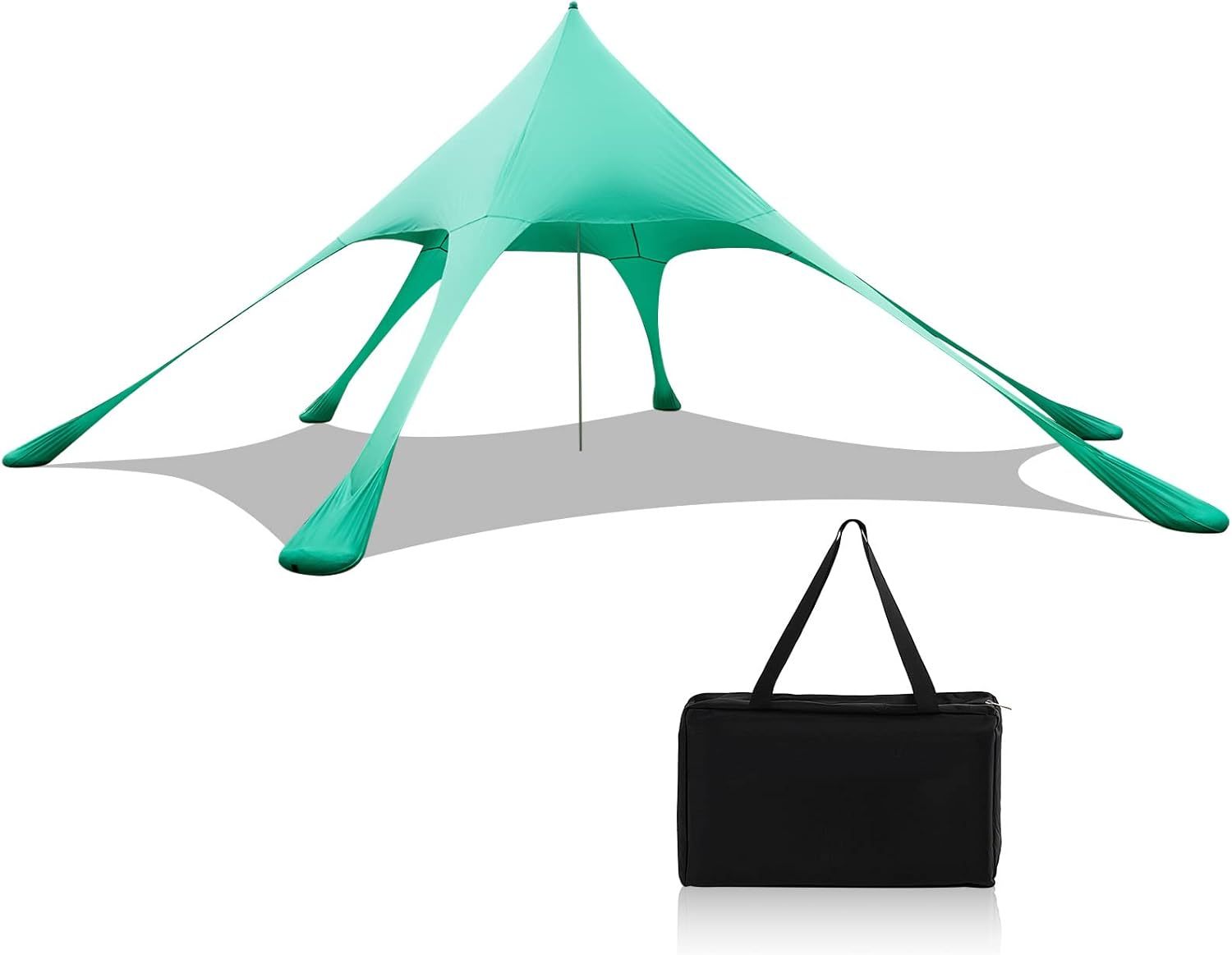 Beach Canopy Sun Shelter with Aluminum Pole, 20 FT x 20 FT, UPF 50+ Pop Up Tent with Sandbag, Tent Pegs, Sand Shovel, Carry Bag, Portable Outdoor Sunshade