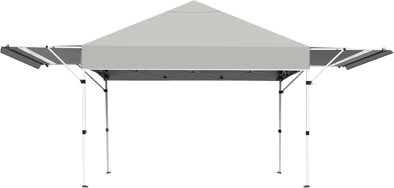 Pop Up Canopy Folding Tent with Roller Bag Patio Instant Canopy with Dual Half Awnings, 3 Adjustable Height Outdoor Shelter Pavilion for Business Party Beach