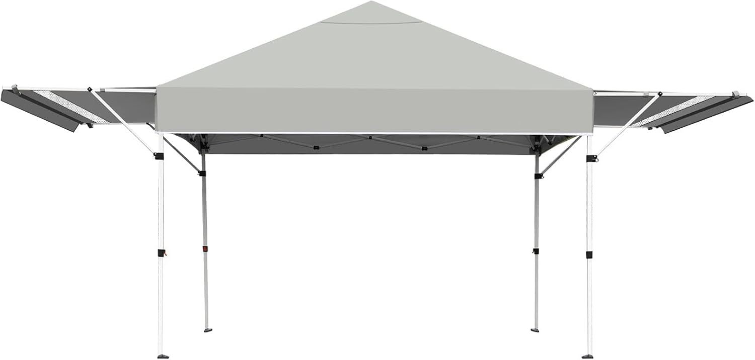 Pop Up Canopy Folding Tent with Roller Bag Patio Instant Canopy with Dual Half Awnings, 3 Adjustable Height Outdoor Shelter Pavilion for Business Party Beach