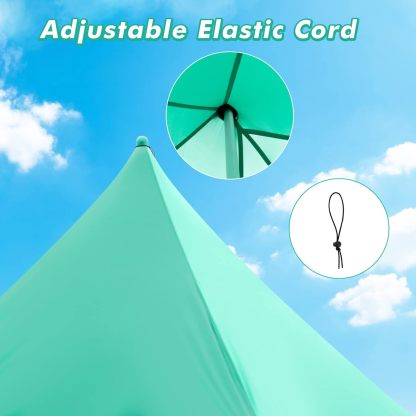 Beach Canopy Sun Shelter with Aluminum Pole, 20 FT x 20 FT, UPF 50+ Pop Up Tent with Sandbag, Tent Pegs, Sand Shovel, Carry Bag, Portable Outdoor Sunshade