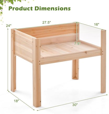 Raised Garden Bed with Legs, 24” Elevated Planter Box with 2 Acrylic Panel Sides, Drain Holes, Movable Beds, Plant Terrarium w/Stand
