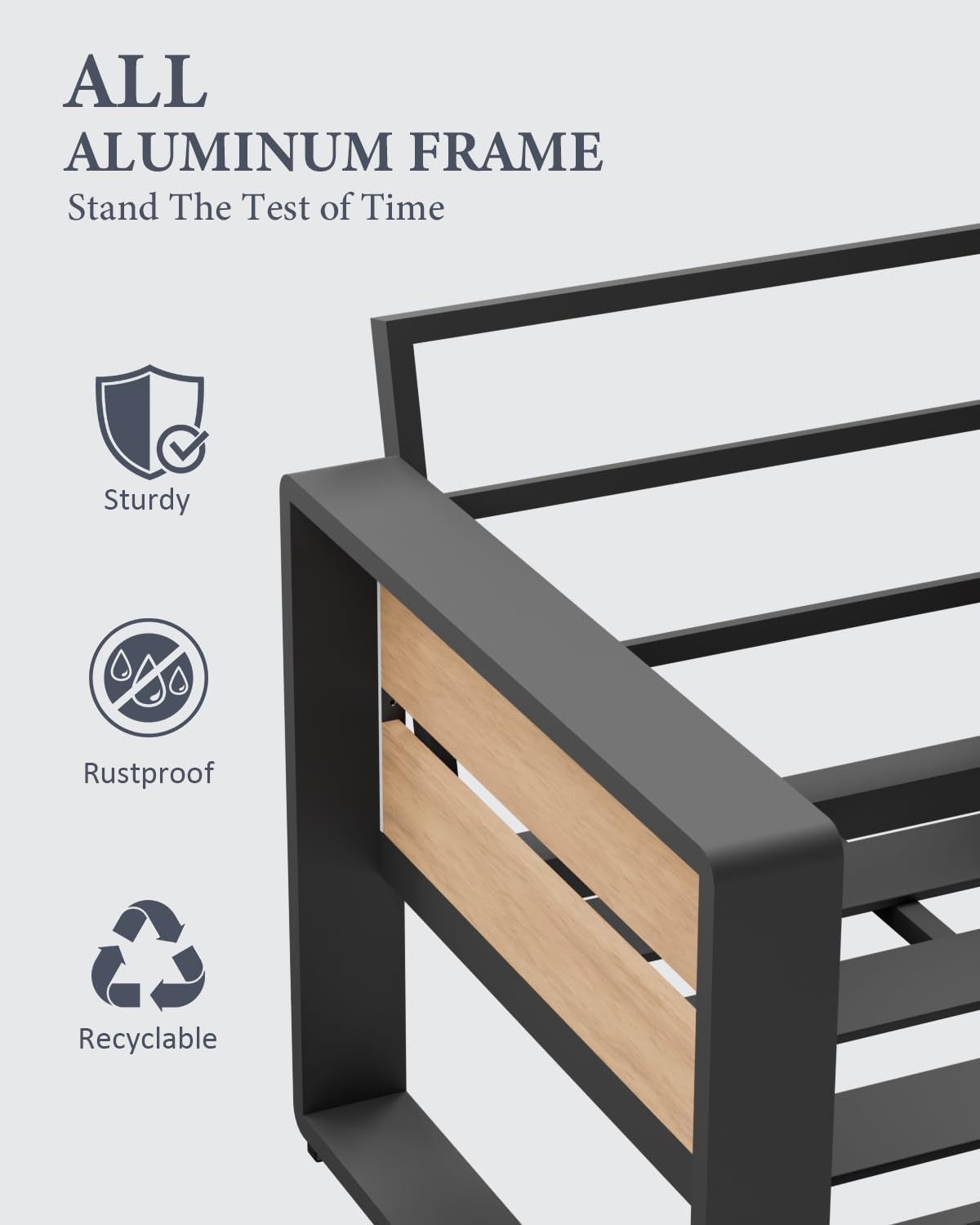 5-Piece Metal Modern Outside Sectional Conversation Lawn Furniture