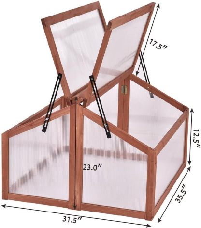 Cold Frame Greenhouse, Small Greenhouse with Foldable Transparent Top, Adjustable Stays & Easy Installation, Portable Mini Greenhouse for Indoor Outdoor Garden