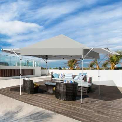 Pop Up Canopy Folding Tent with Roller Bag Patio Instant Canopy with Dual Half Awnings, 3 Adjustable Height Outdoor Shelter Pavilion for Business Party Beach