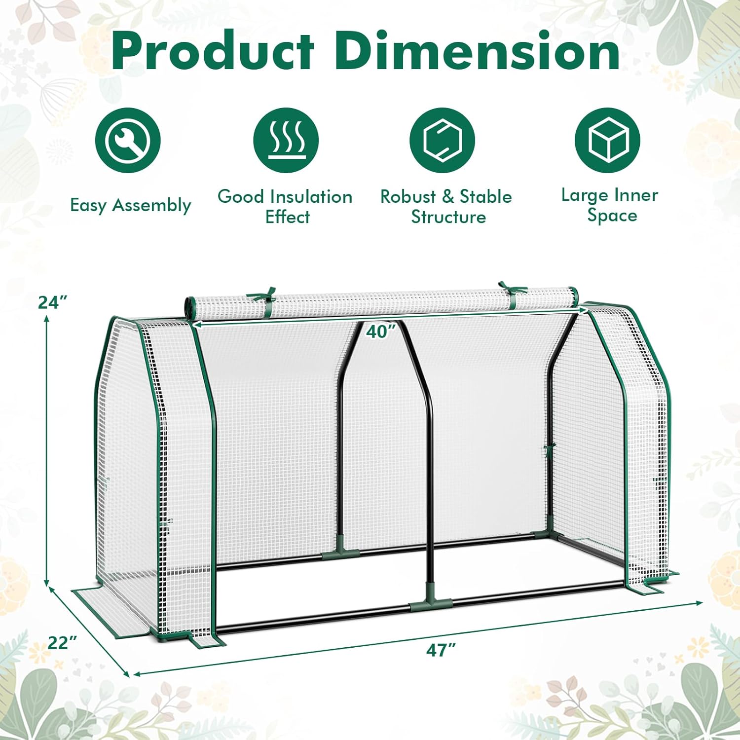 Portable Mini Greenhouse, Small Greenhouse w/Roll-up Zipper Door & All-Weather PE Cover, Outdoor & Indoor Greenhouse for Raised Garden Bed, Vegetables, Flowers, Patio, Lawn, Yard, Balcony