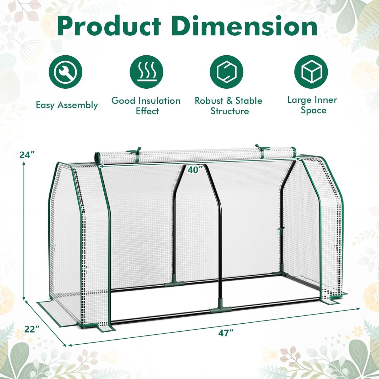Portable Mini Greenhouse, Small Greenhouse w/Roll-up Zipper Door & All-Weather PE Cover, Outdoor & Indoor Greenhouse for Raised Garden Bed, Vegetables, Flowers, Patio, Lawn, Yard, Balcony