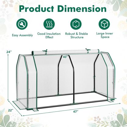 Portable Mini Greenhouse, Small Greenhouse w/Roll-up Zipper Door & All-Weather PE Cover, Outdoor & Indoor Greenhouse for Raised Garden Bed, Vegetables, Flowers, Patio, Lawn, Yard, Balcony