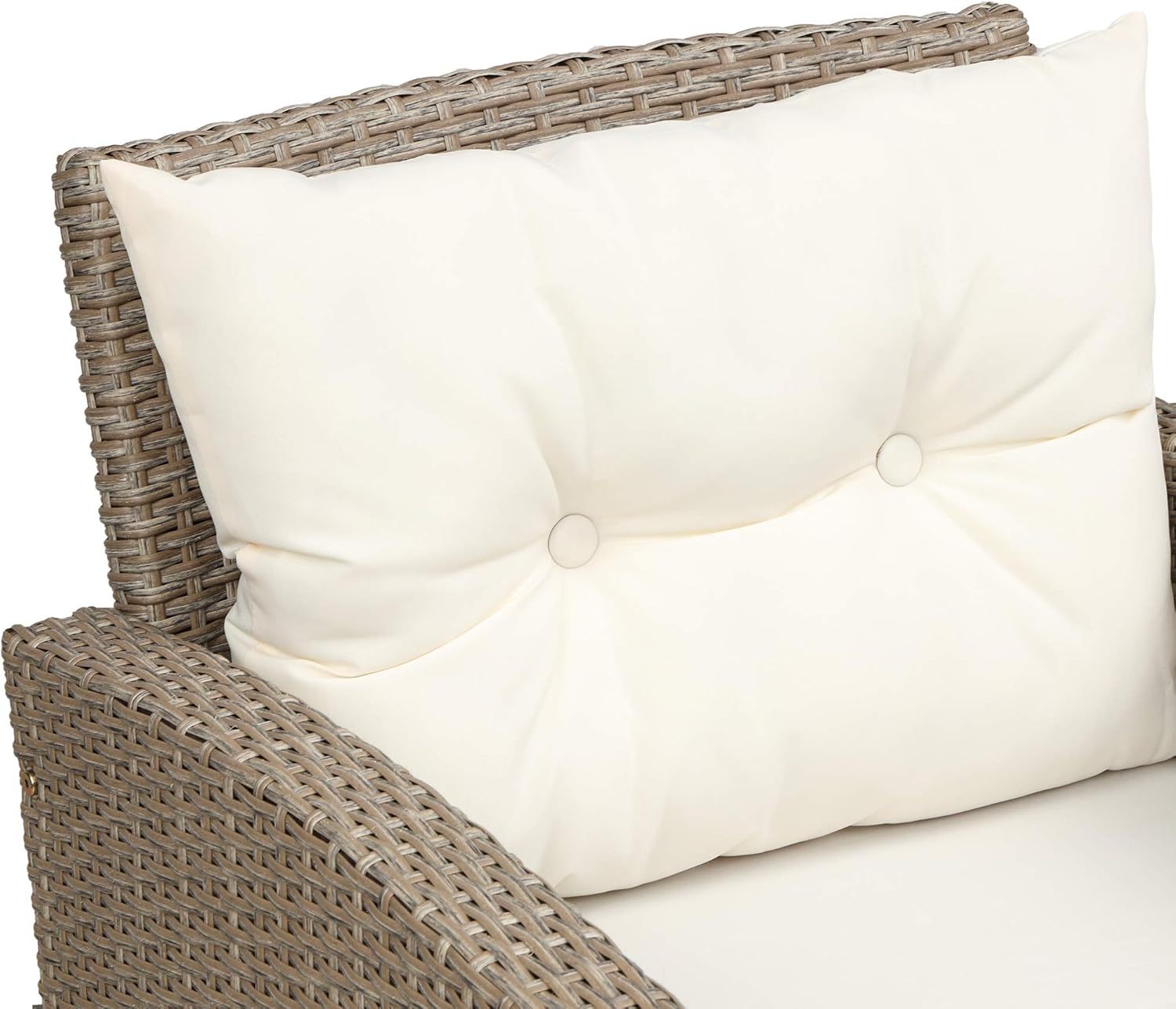 4-Piece Conversation Set Wicker Ratten Sectional Sofa Outdoor Couch with Coffee Table and Cushions Lounge Sofa for Yard, Garden (Beige)