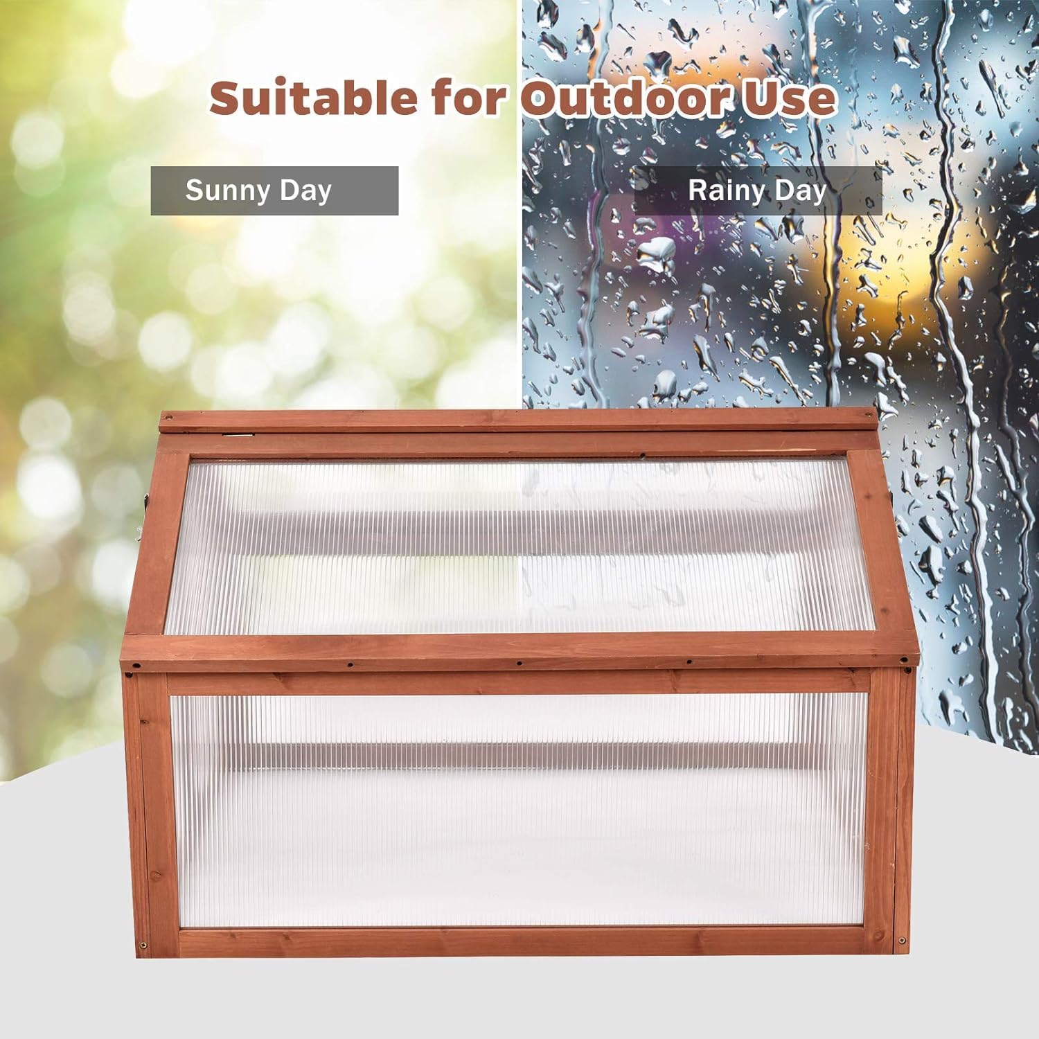 Cold Frame Greenhouse, Small Greenhouse with Foldable Transparent Top, Adjustable Stays & Easy Installation, Portable Mini Greenhouse for Indoor Outdoor Garden