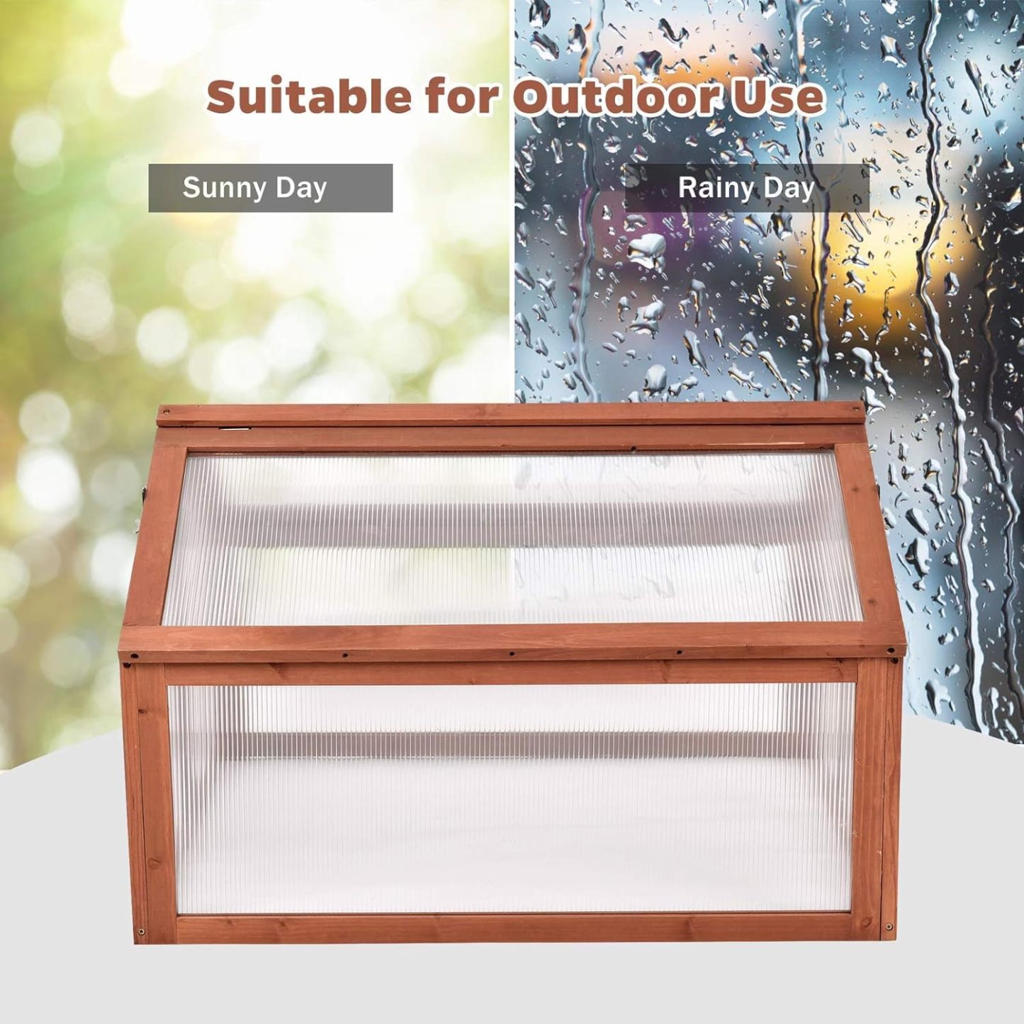 Cold Frame Greenhouse, Small Greenhouse with Foldable Transparent Top, Adjustable Stays & Easy Installation, Portable Mini Greenhouse for Indoor Outdoor Garden