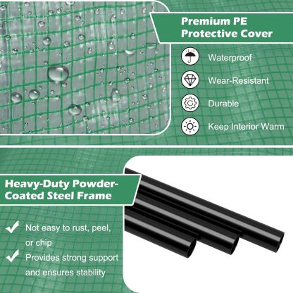 Walk-in Greenhouse, Indoor Outdoor Greenhouse with 3 Tiers Flower Rack, Weatherproof PE Cover & Roll-up Zipper Doors, Lean to Greenhouse for Garden Backyard Balcony