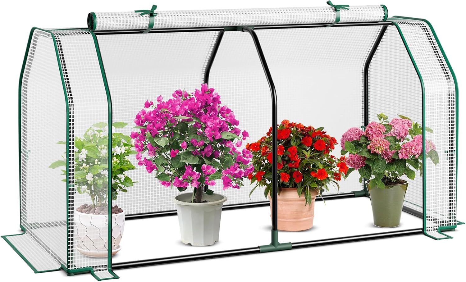 Portable Mini Greenhouse, Small Greenhouse w/Roll-up Zipper Door & All-Weather PE Cover, Outdoor & Indoor Greenhouse for Raised Garden Bed, Vegetables, Flowers, Patio, Lawn, Yard, Balcony