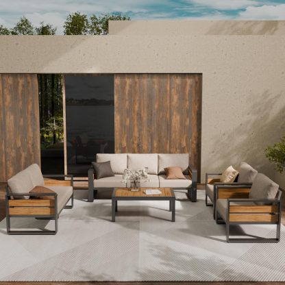 5-Piece Metal Modern Outside Sectional Conversation Lawn Furniture