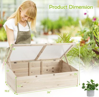 Cold Frame Greenhouse, Wood Potable Greenhouse with Foldable Top, Transparent Lid, Raised Planter Box Protection, Indoor & Outdoor Mini Greenhouse for Garden, Patio, Balcony, Terrace