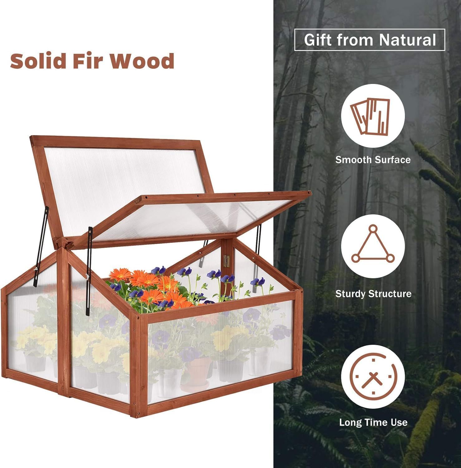 Cold Frame Greenhouse, Small Greenhouse with Foldable Transparent Top, Adjustable Stays & Easy Installation, Portable Mini Greenhouse for Indoor Outdoor Garden