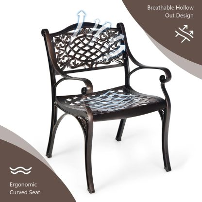 Aluminum Bistro Chairs Set of 2, All-Weather Patio Dining Chairs Armchairs Set for Porch Garden Poolside Backyard