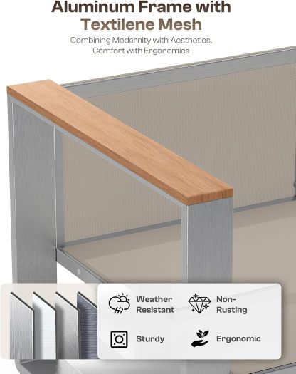 5 Seats Outdoor Patio Conversation Sets with Ergonomic Seat and Wide Washable Thick Cushions