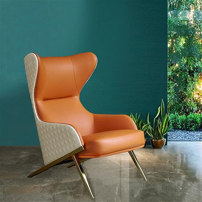 Nordic Living Room Single Sofa Chair, Orange Italian Luxury Style
