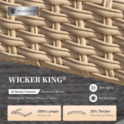 4 PCS Metal Outdoor Patio Furniture Set, Patio Conversation Set 1 3-seater Sofa, 2 Rocking Chairs with 5.75" Extra Thick Cushion and Coffee Table