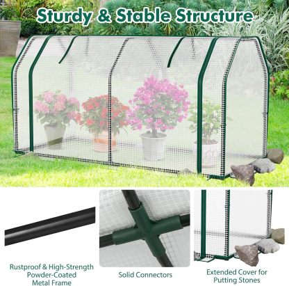 Portable Mini Greenhouse, Small Greenhouse w/Roll-up Zipper Door & All-Weather PE Cover, Outdoor & Indoor Greenhouse for Raised Garden Bed, Vegetables, Flowers, Patio, Lawn, Yard, Balcony