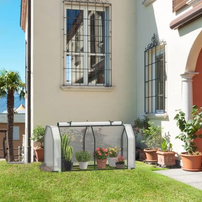 Portable Mini Greenhouse, Small Greenhouse w/Roll-up Zipper Door & All-Weather PE Cover, Outdoor & Indoor Greenhouse for Raised Garden Bed, Vegetables, Flowers, Patio, Lawn, Yard, Balcony