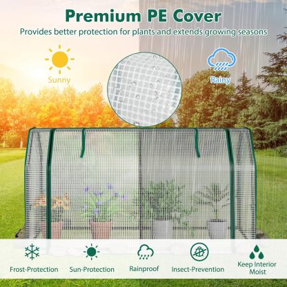Portable Mini Greenhouse, Small Greenhouse w/Roll-up Zipper Door & All-Weather PE Cover, Outdoor & Indoor Greenhouse for Raised Garden Bed, Vegetables, Flowers, Patio, Lawn, Yard, Balcony