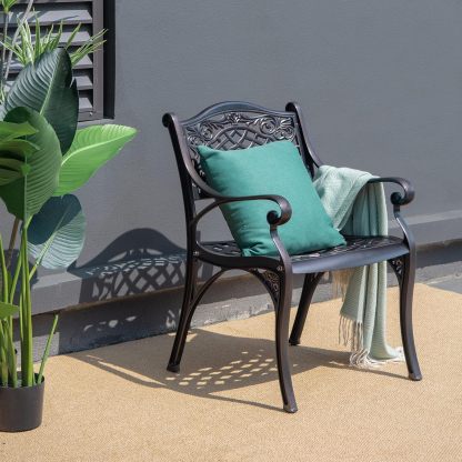 Aluminum Bistro Chairs Set of 2, All-Weather Patio Dining Chairs Armchairs Set for Porch Garden Poolside Backyard