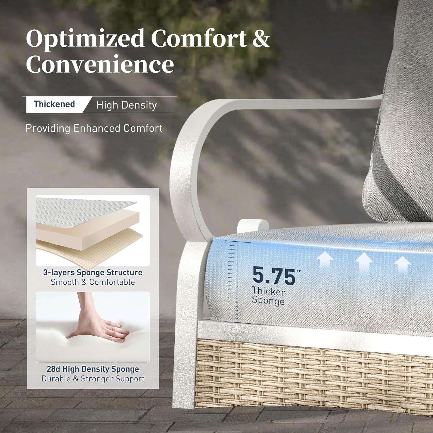 4 Piece Metal Outdoor Patio Furniture Set, Patio Conversation Sets 1 2-Seater Sofa, 2 Single Sofa with 5.75" Extra Thick Cushion and Coffee Table