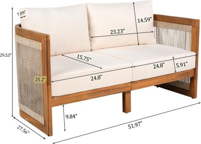 4-Piece Patio Conversation Set, All Weather Sectional Sofa Set w/ 2 Chairs, Loveseat & Table Premium